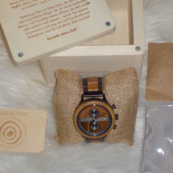 HOLZKERN WOMAN\'S AVIGNON 2 FACE DIAL MANGO / TIGERS EYE QUARTZ 38 MM DIAL WATCH